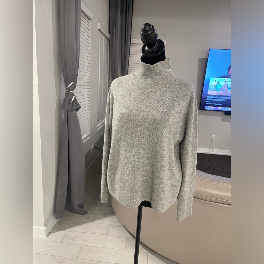 Everlane Cashmere Turtleneck Sweater Gray high neck 100% Cashmere Sz S